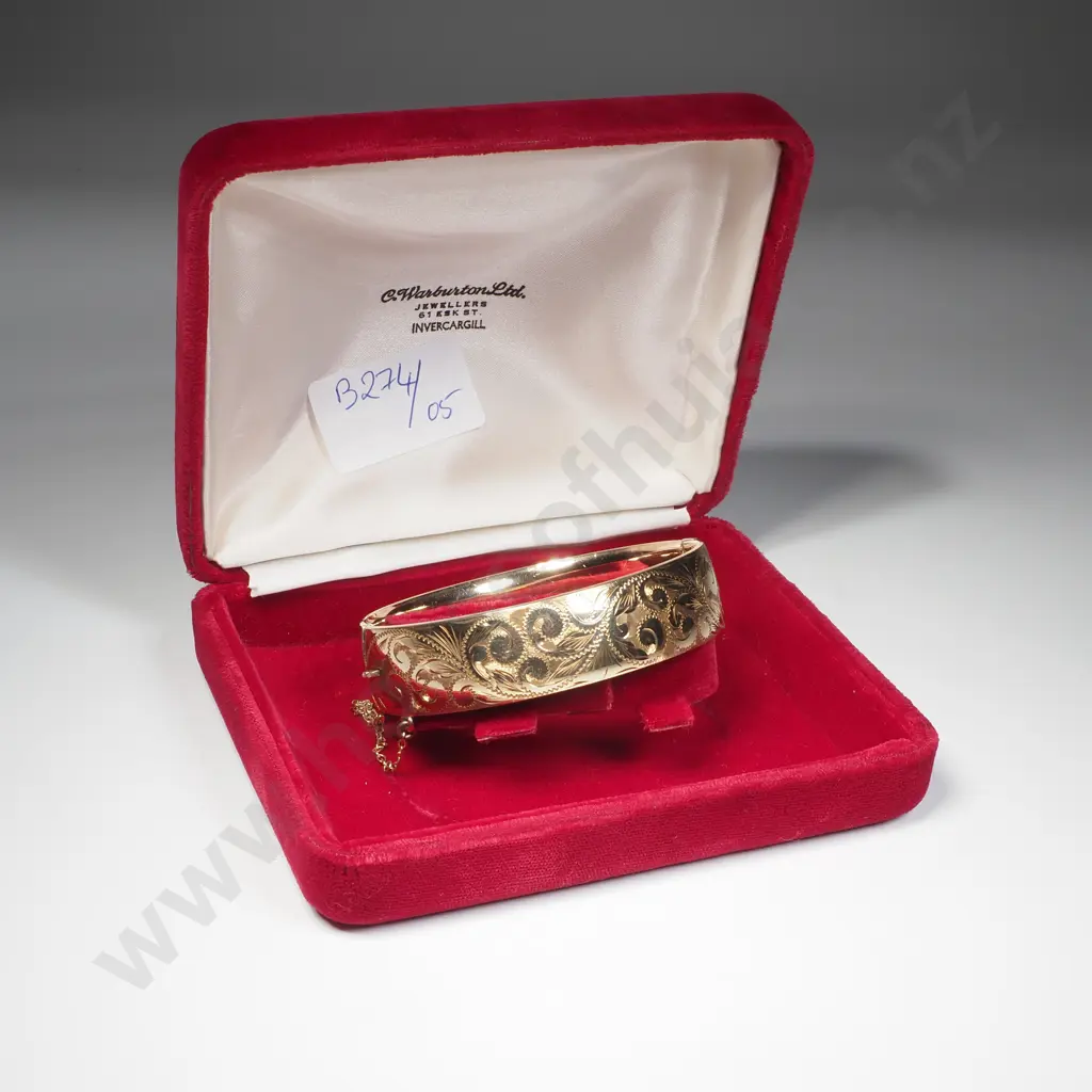 Boxed 1/5th 9ct Gold Metal Core Snap Bangle Image 1++