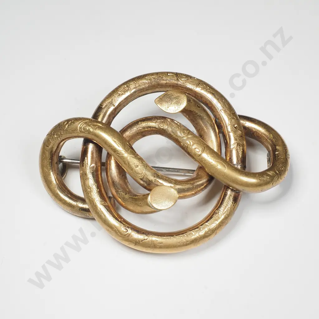Victorian Rolled Gold ' Lovers Knot' Brooch Image 1++