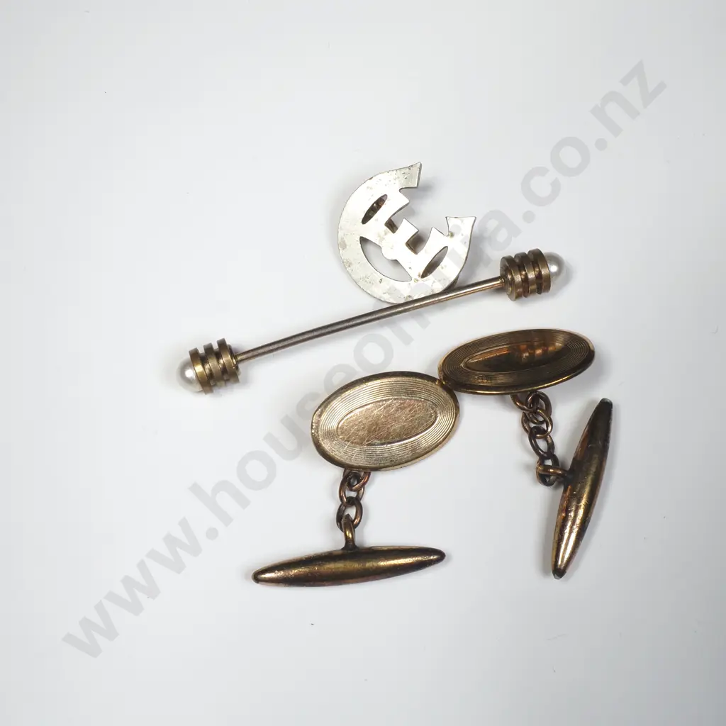 9ct Gold Lined Cufflinks ETC Image 1++