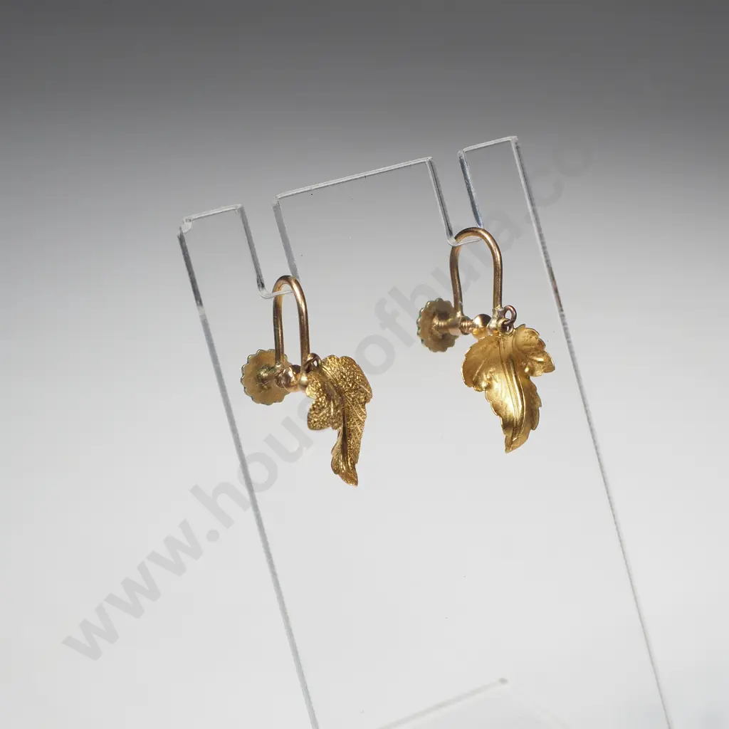 Antique Fancy Rolled Gold Leaf Earrings Image 1++
