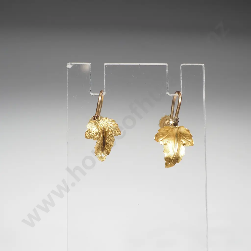 Antique Fancy Rolled Gold Leaf Earrings Image 1++