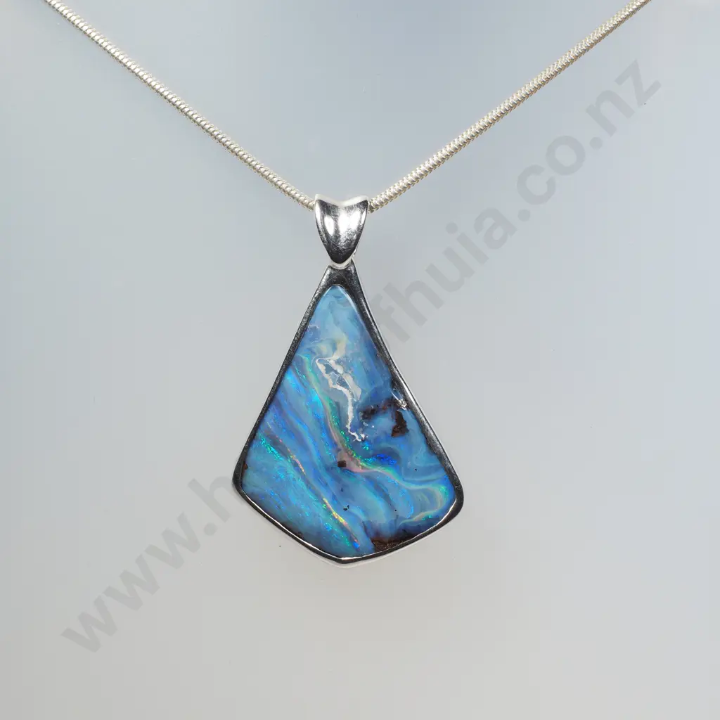 Impressive Sterling Silver Large Opal Pendant Necklace Image 1++