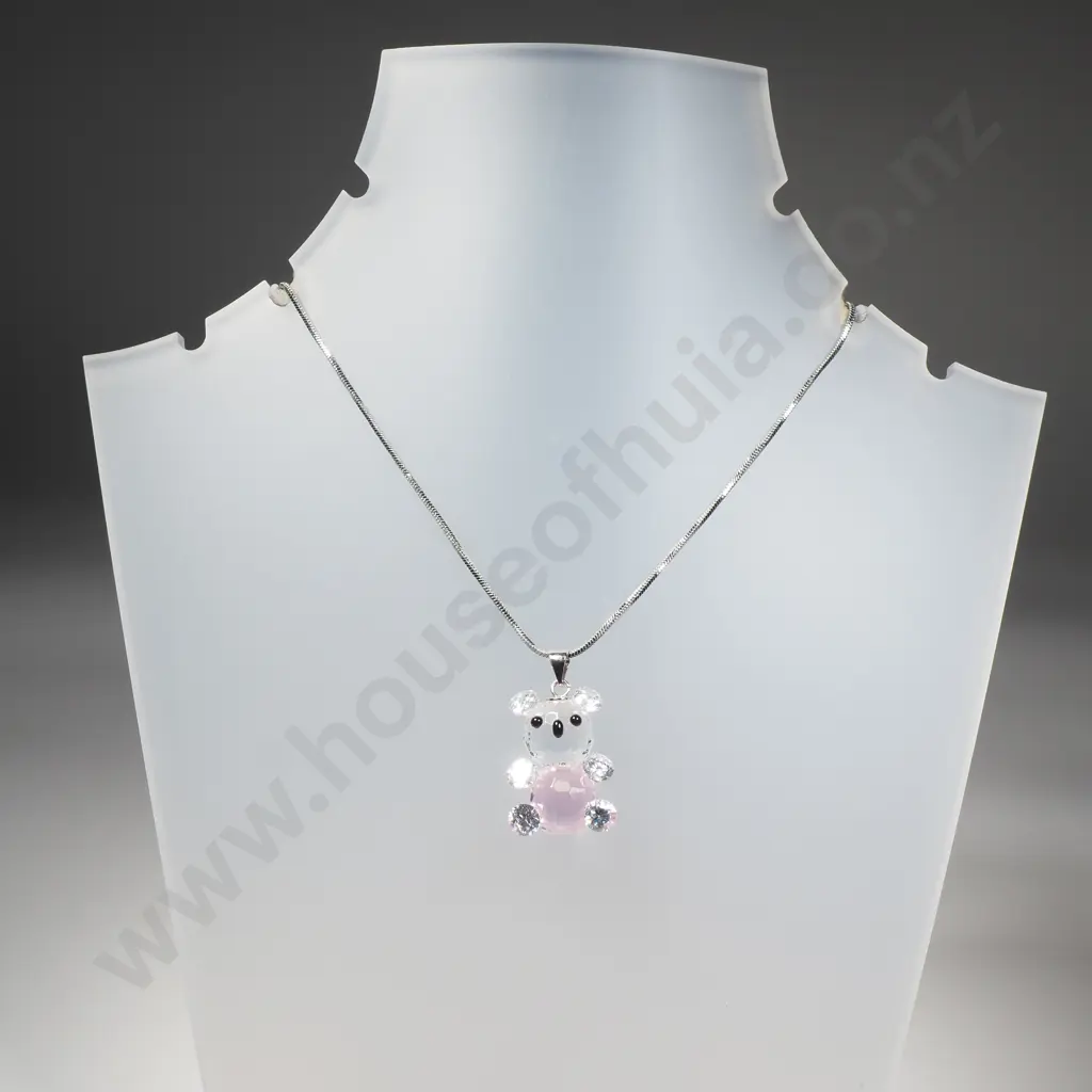 Swarovsky Style Crystal  Teddy Pendant on Chain Image 1++