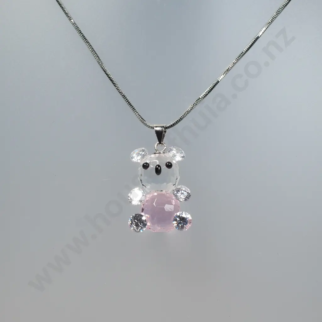 Swarovsky Style Crystal  Teddy Pendant on Chain Image 1++