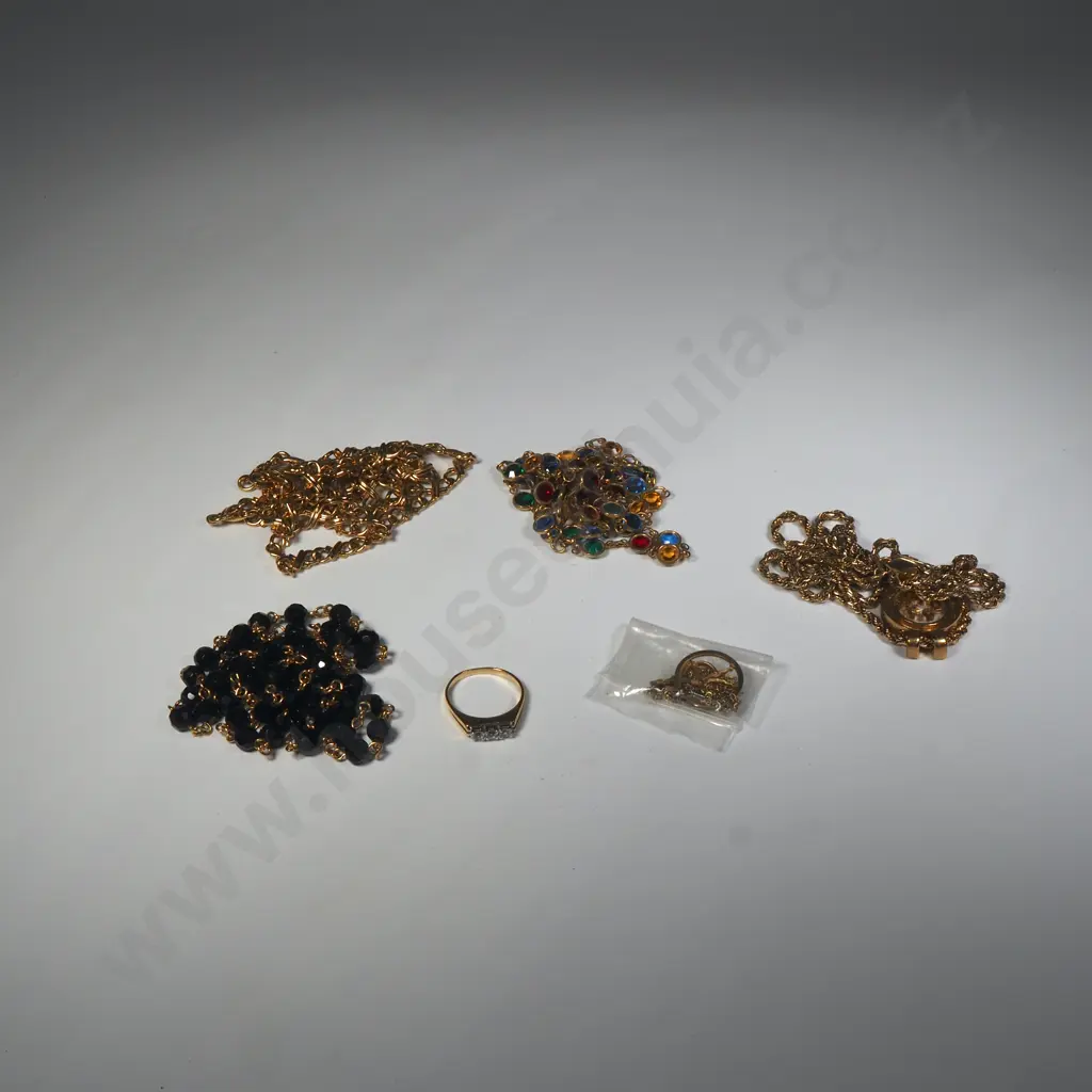 Multi Coloured Stone Necklace White Stone Pendant & Black Bead Necklace And More Image 1++