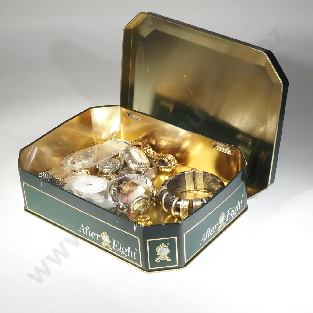 After Eight Tin Containing Vintage Watches Including Seiko, Hafis, Image 1++