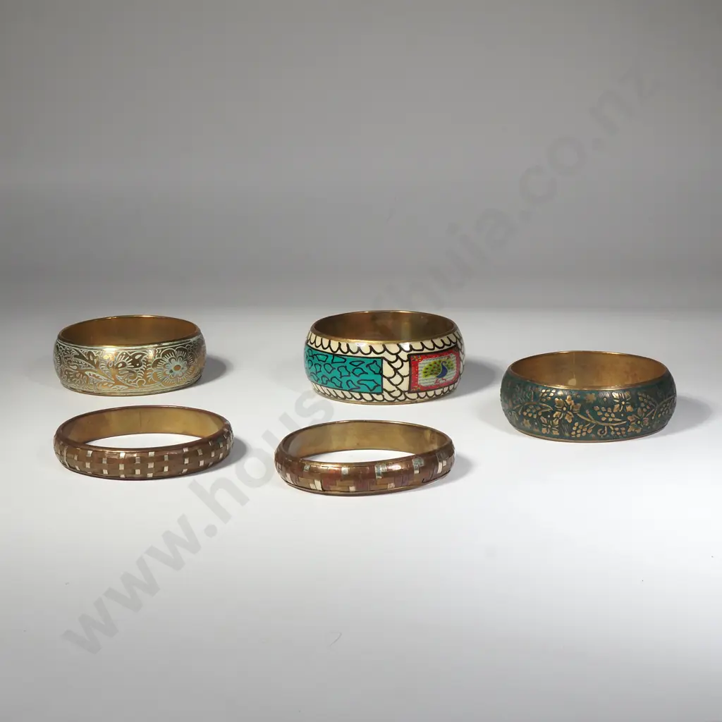 Five Brass Bangles, Indian & Mexican Image 1++