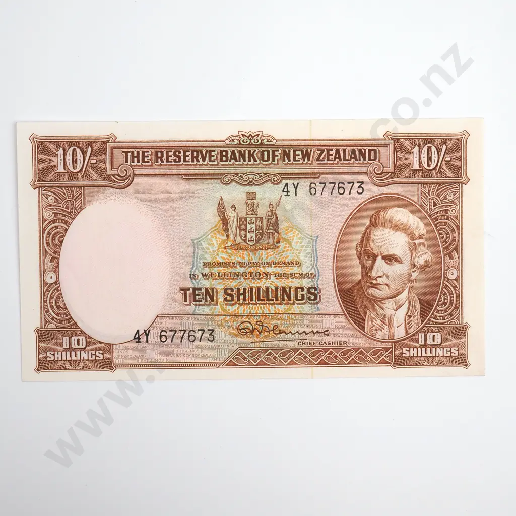 Fleming 10 Shillings Banknote, Prefix 4Y, Uncirculated, CV $175 Image 1++
