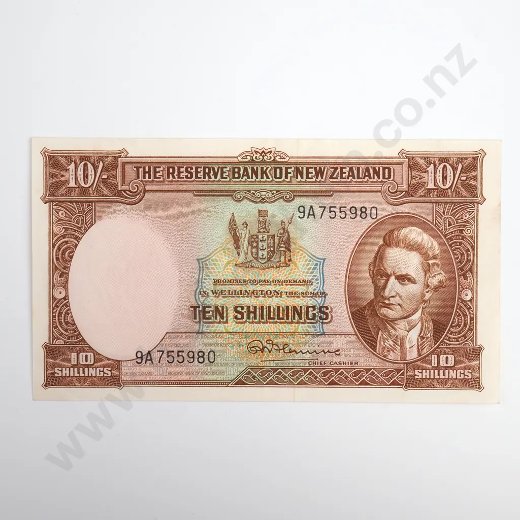 Fleming 10 Shillings Banknote, ND(1956-67), P.158d, Almost Uncirculated, CV $130 Image 1++