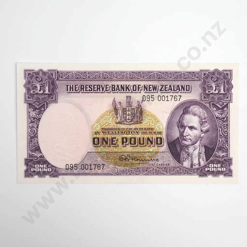 Fleming 1 Pound Banknote, Prefix 095, Uncirculated, CV $500 Image 1++