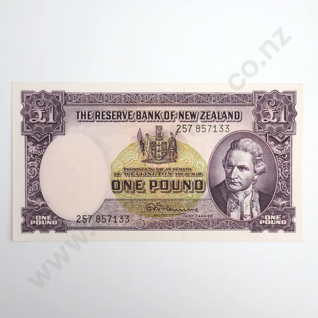 Fleming 1 Pound Banknote, Prefix 257, Uncirculated, CV $175 Image 1++