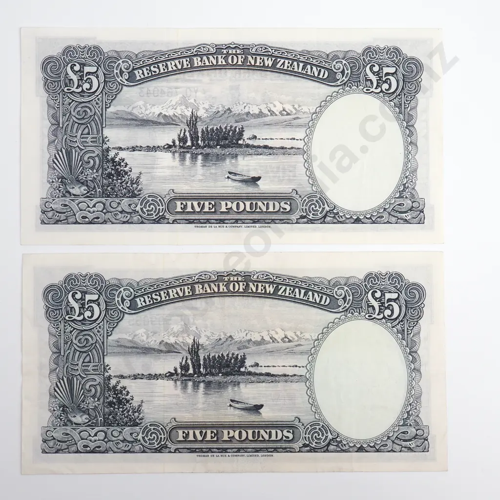 Fleming 2x 5 Pounds Banknotes, Extremely Fine Image 1++