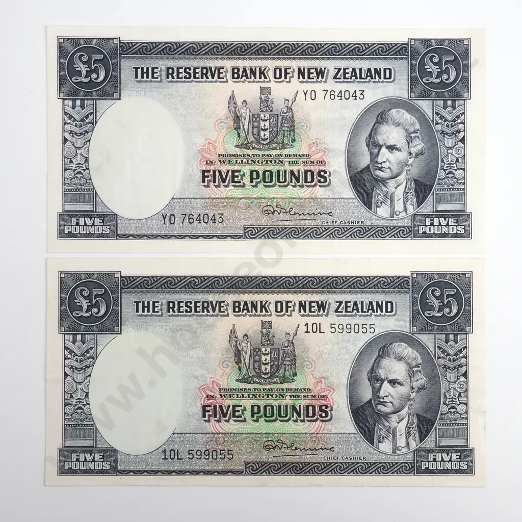 Fleming 2x 5 Pounds Banknotes, Extremely Fine Image 1++