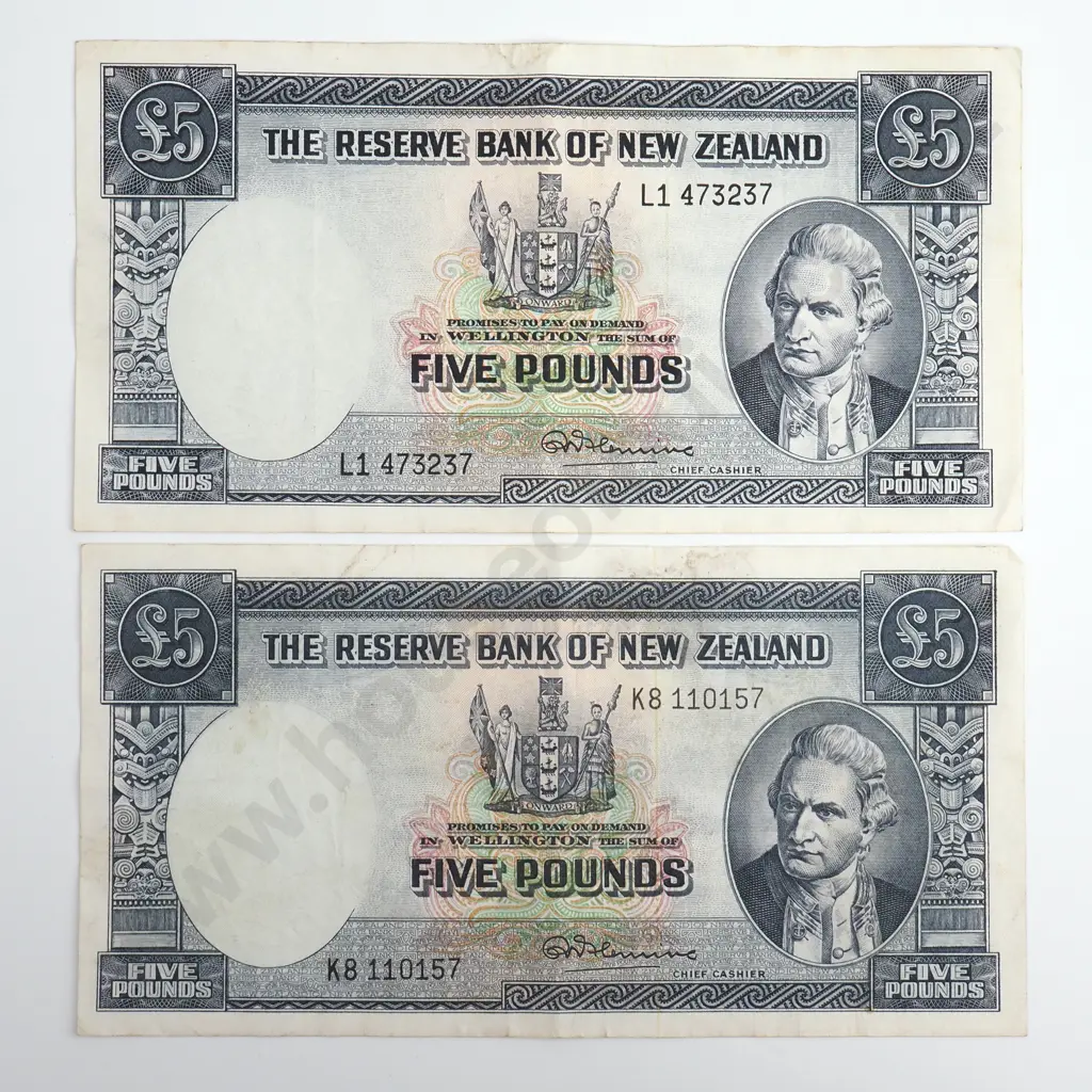 Fleming 2x 5 Pounds Banknotes Image 1++
