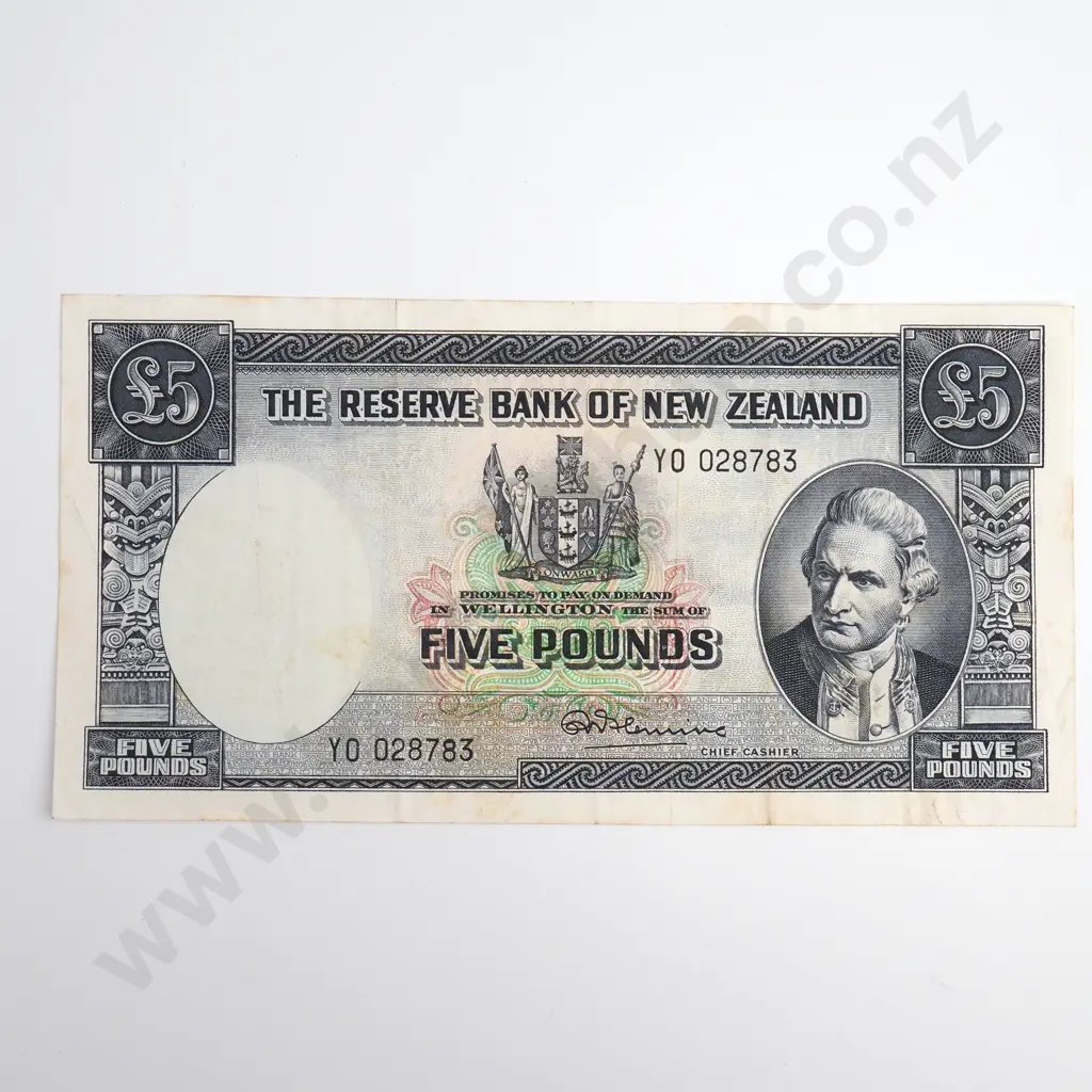 Fleming 5 Pounds Banknote, Prefix Y0, Fine, CV $55 Image 1++