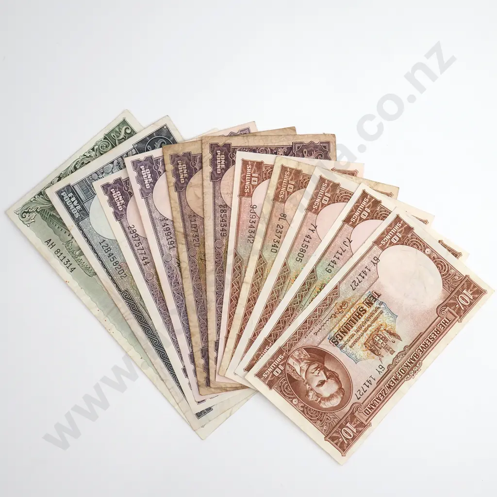 11x Pre-Decimal Banknotes, 10 Shillings to 10 Pounds Image 1++