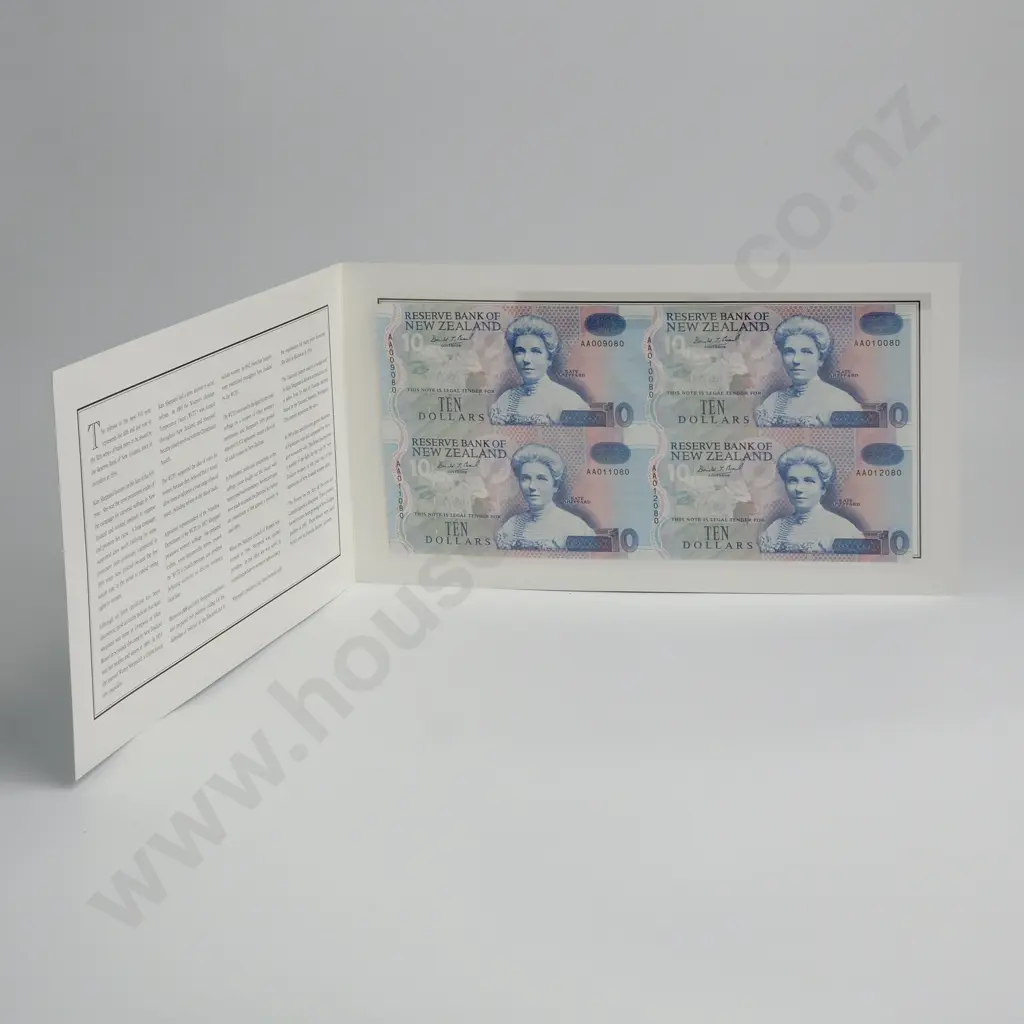 Brash Uncut Block of 4 10 Dollars Banknotes, ND(1993), P.178c, Uncirculated, Combined CV $150 Image 1++
