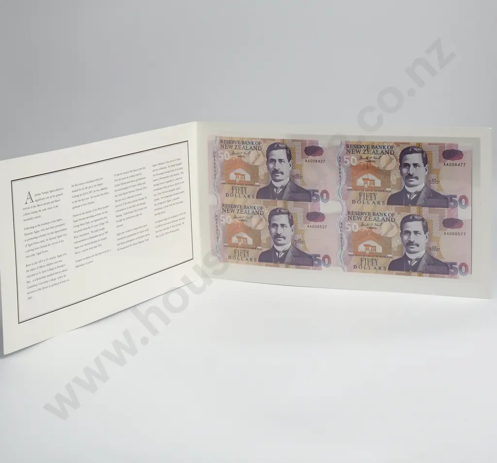 Brash Uncut Block of 4 50 Dollars Banknotes, ND(1992), P.180b, Uncirculated, Combined CV $500 Image 1++