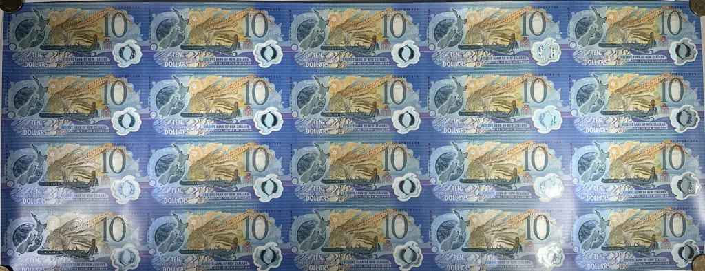 2000 Millennium Sheet of 20 10 Dollars Banknotes, Error - Mismatched Serial Numbers, Scarce Image 1++