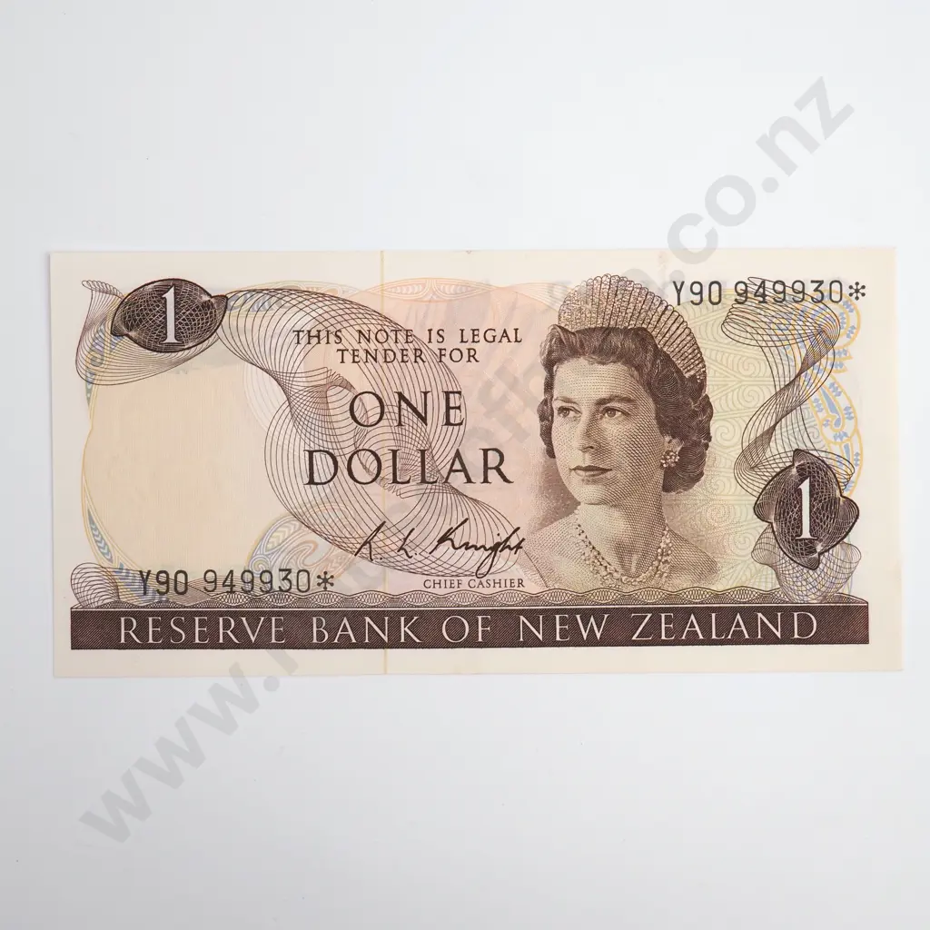 Knight Star Note 1 Dollar Banknote, Prefix Y90, Almost Uncirculated Image 1++