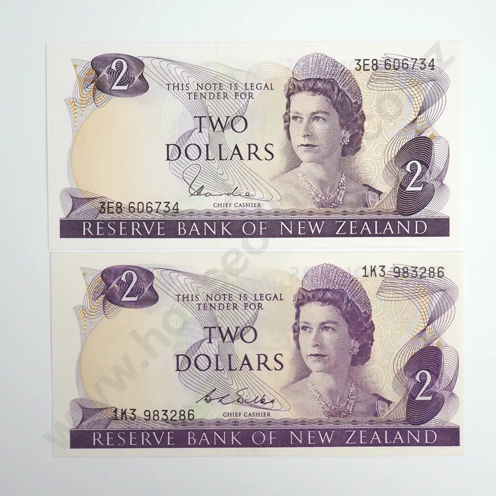 Hardie 2x 2 Dollars Banknotes, Almost Uncirculated Image 1++