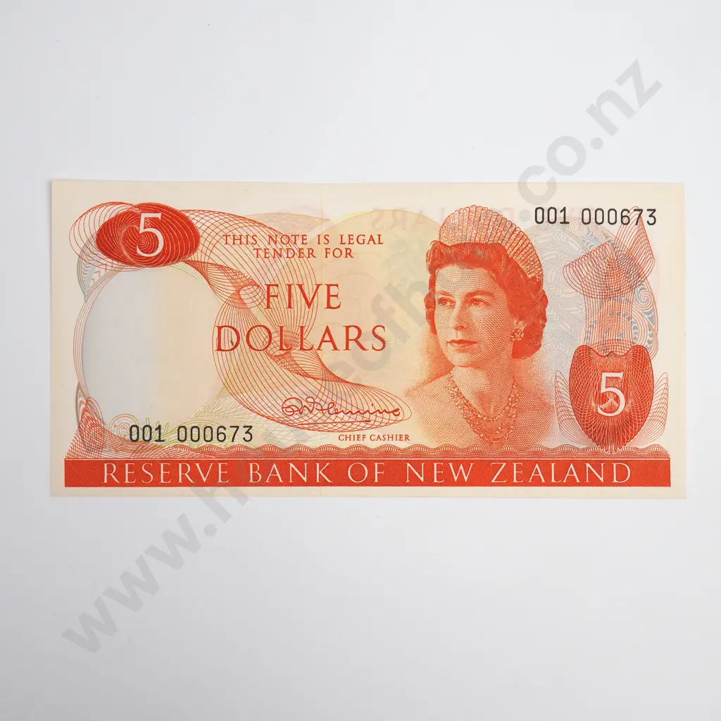 Fleming 5 Dollars Banknote, Prefix 001, Extremely Fine Image 1++