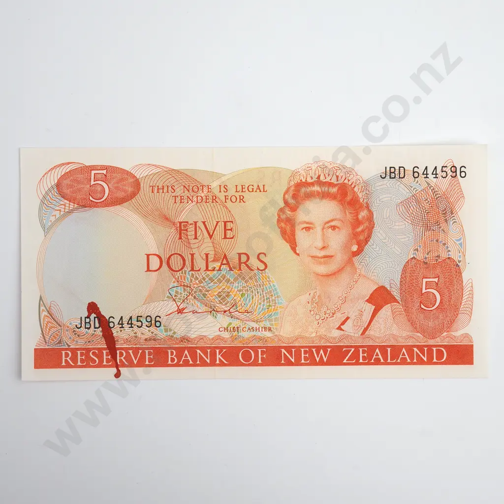 Hardie Type II 5 Dollars Banknote, Error - Large Inkblot on Front, Very Nice Condition Image 1++