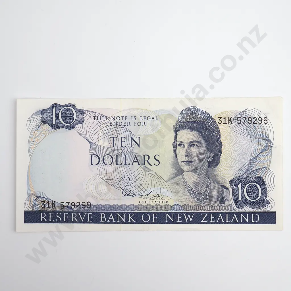 Hardie Type I 10 Dollars Banknote, ND(1977-81), P.166d, Almost Uncirculated, CV $125 Image 1++
