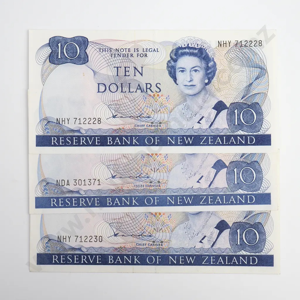 Hardie 3x 10 Dollars Banknotes, Better Grades Image 1++