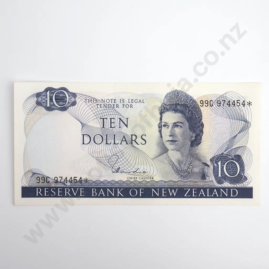 Hardie Type I Star Note 10 Dollars Banknote, Prefix 99C, Almost Uncirculated, CV $110 Image 1++