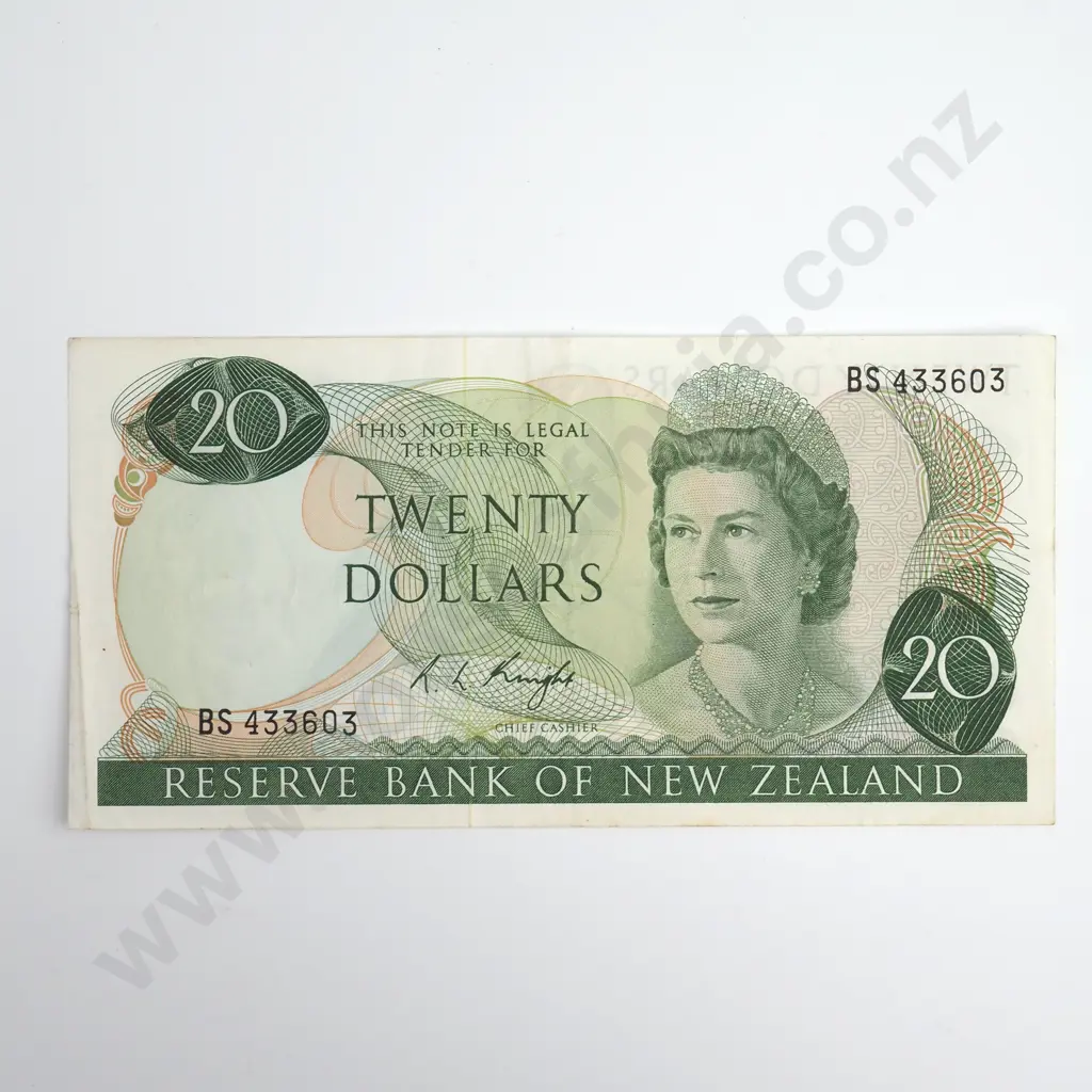 Knight 20 Dollars Banknote, Prefix BS (1st Prefix), Very Fine, CV $150 Image 1++