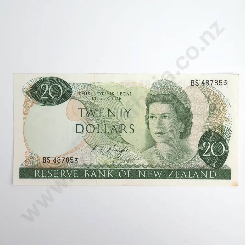 Knight 20 Dollars Banknote, Prefix BS (1st Prefix), Almost Uncirculated, CV $450 Image 1++