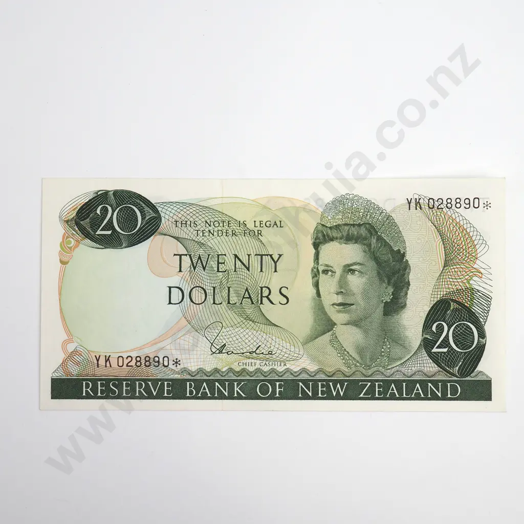 Hardie Star Note 20 Dollars Banknote, Prefix YK, ND(1977-81), P.167d, Almost Uncirculated, CV $1500 Image 1++