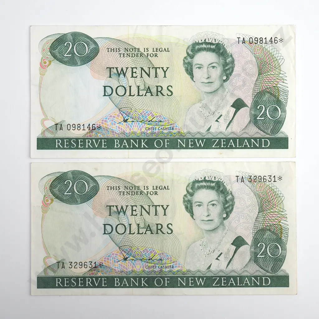 Hardie 2x Star Note 20 Dollars Banknotes, Prefix TA, Better Grades Image 1++