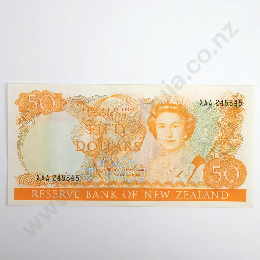 Hardie 50 Dollars Banknote, 1st Prefix, ND(1983-85), P.174a, Good Extremely Fine, CV $400 Image 1++