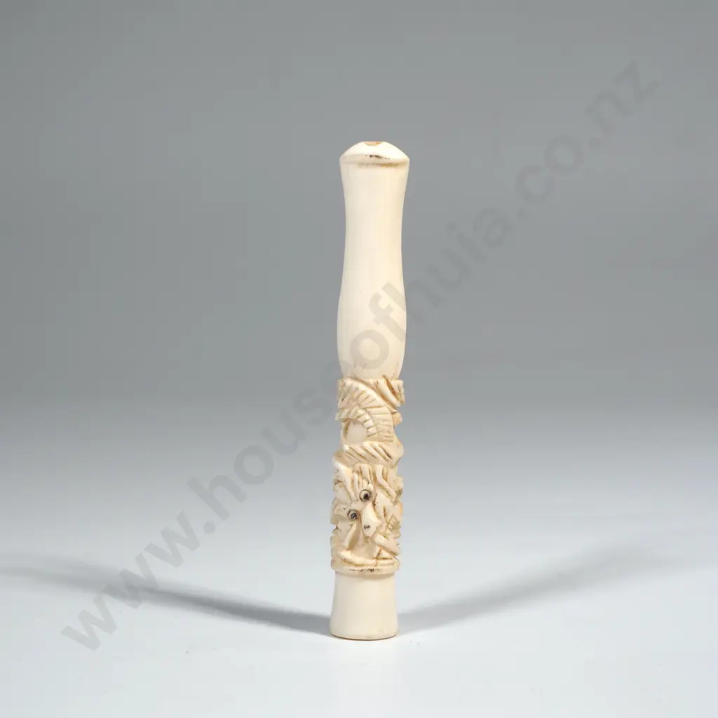 Antique Carved Ivory Cigarette Holder w Dragon Motif Image 1++