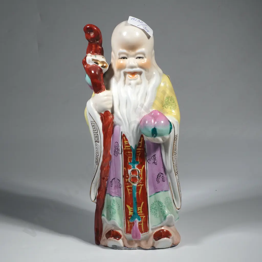 Vintage Chinese Porcelain Immortal Statue - Shou Xing Image 1++