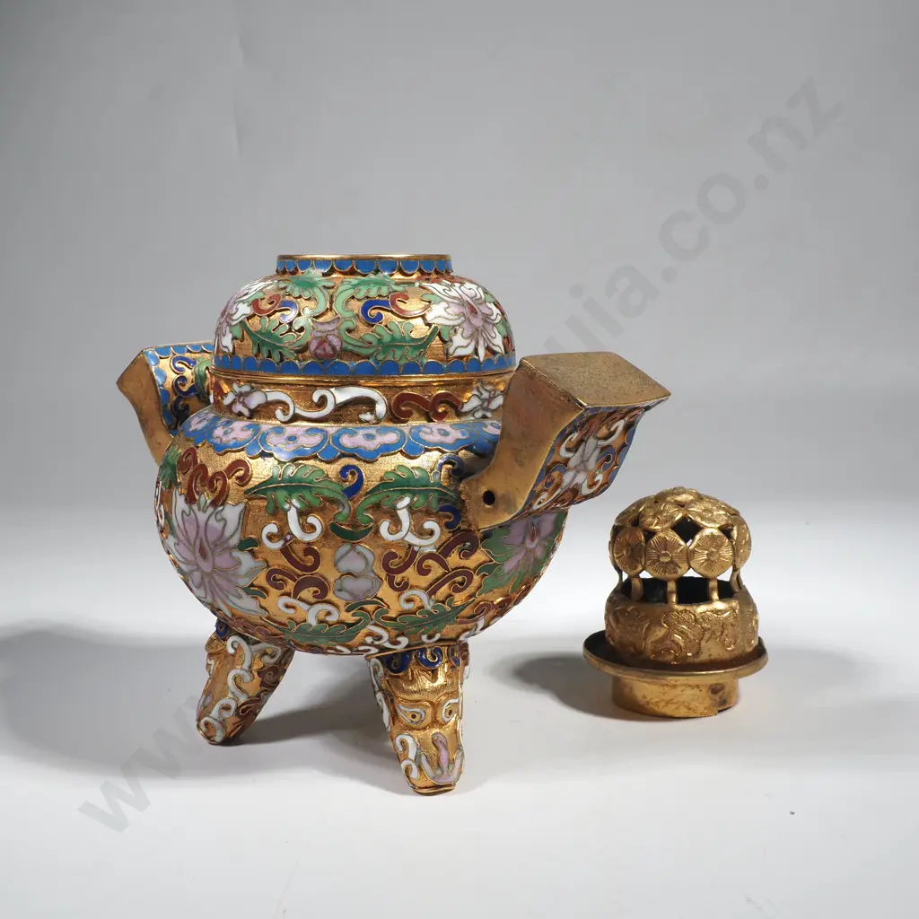 Vintage Chinese Cloisonne Enamel Elaborate Censor Image 1++