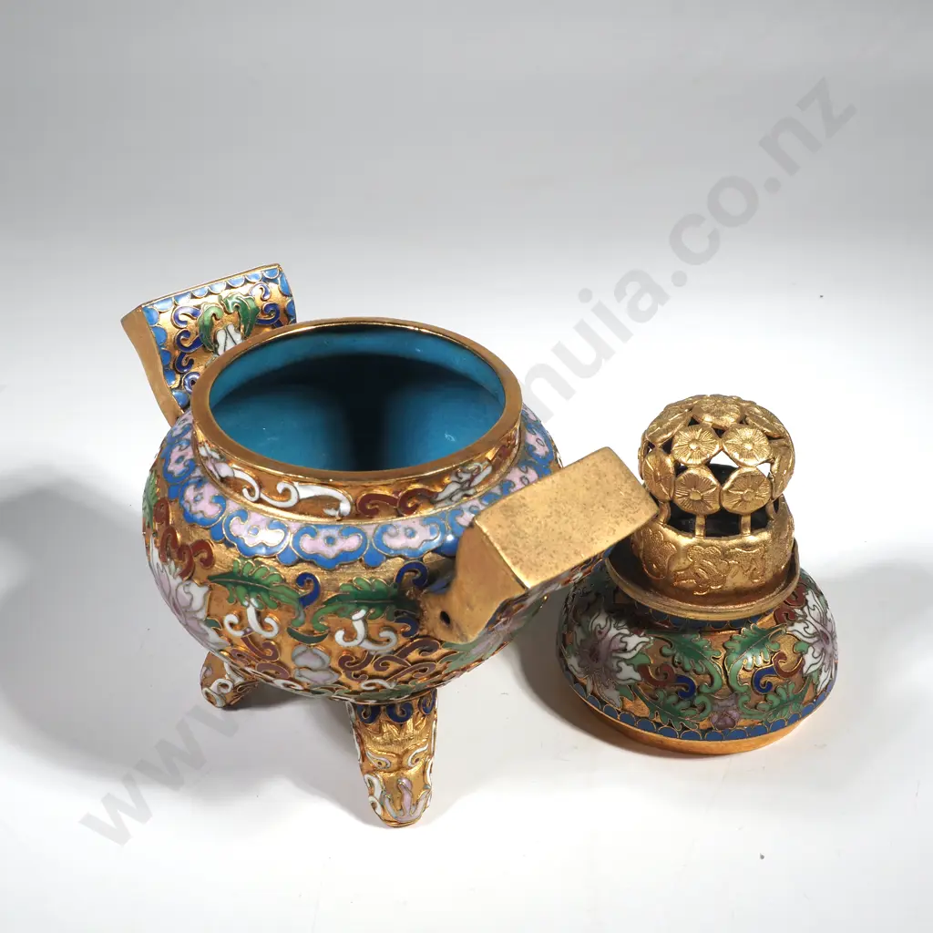 Vintage Chinese Cloisonne Enamel Elaborate Censor Image 1++