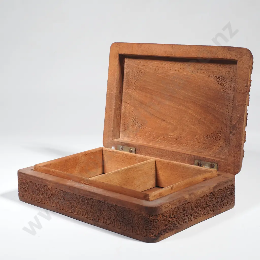 Vintage Indian Intricately Carved Wooden Box Image 1++