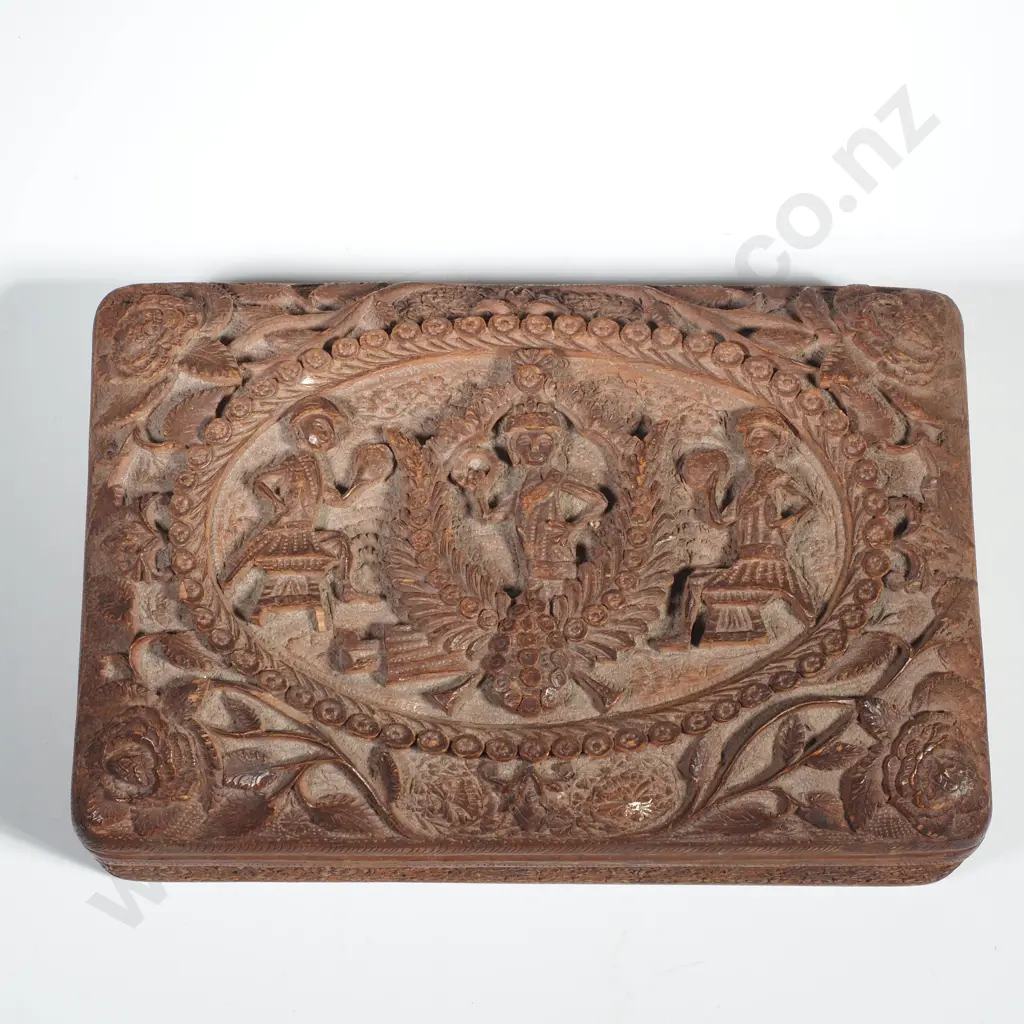 Vintage Indian Intricately Carved Wooden Box Image 1++