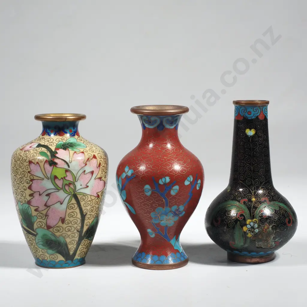 3 x Chinese Cloisonne Vases - 1 a/f Image 1++