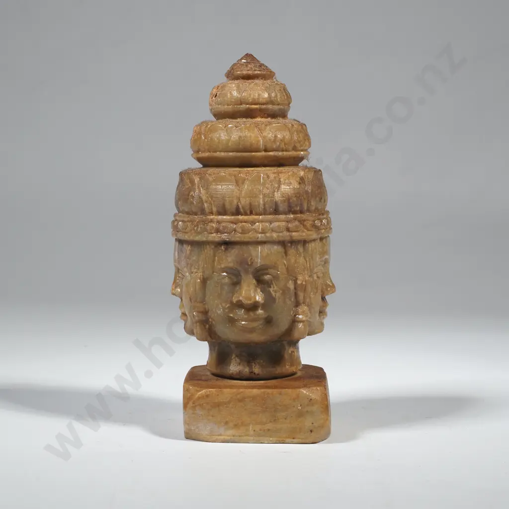 Vintage Thai or Cambodian Carved Soap Stone 5 Faced Sculpture Image 1++