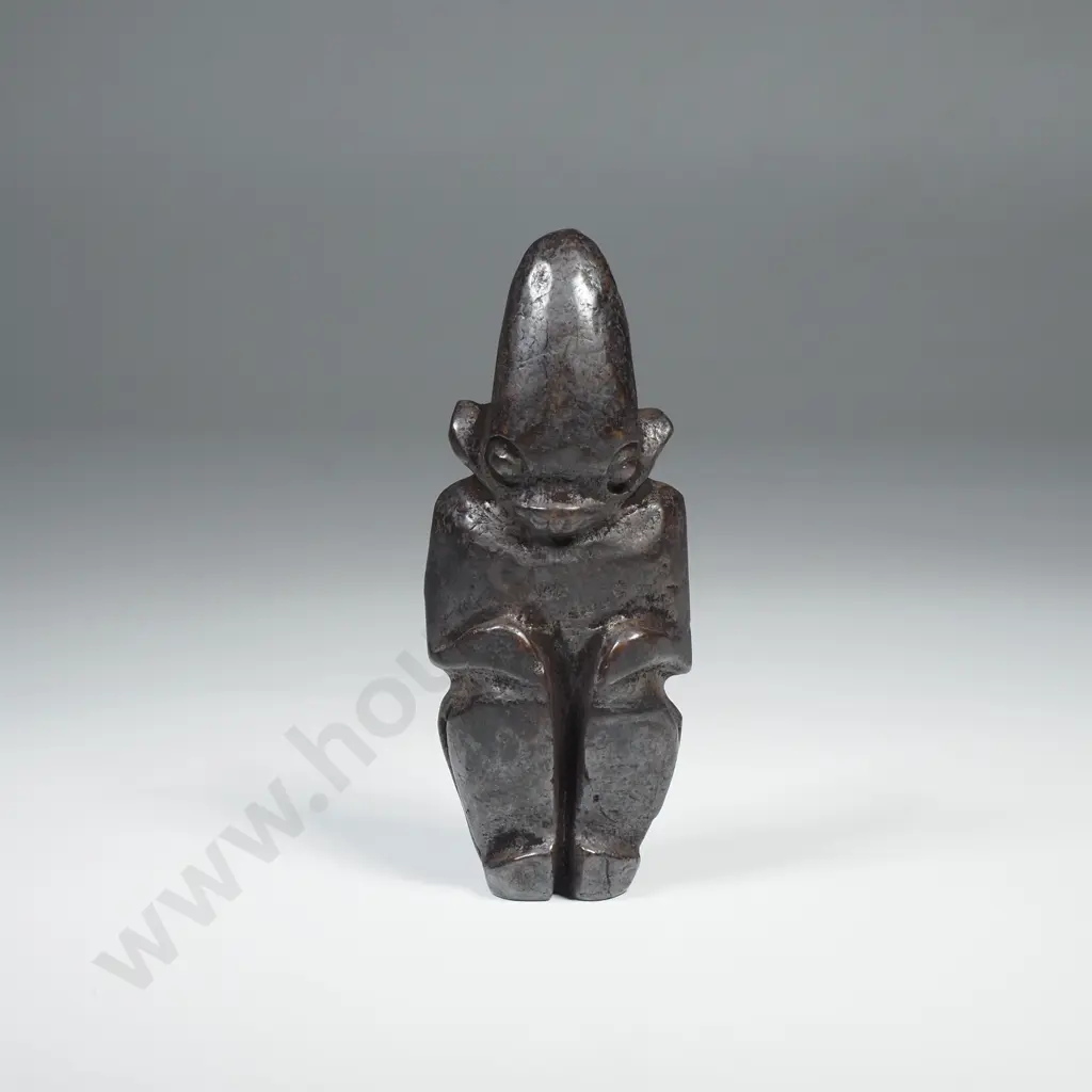 Chinese Black Jade Carved Sacrifice Sun God Helios Statue w  Two Holes at Back for Toggles or Pendant Image 1++
