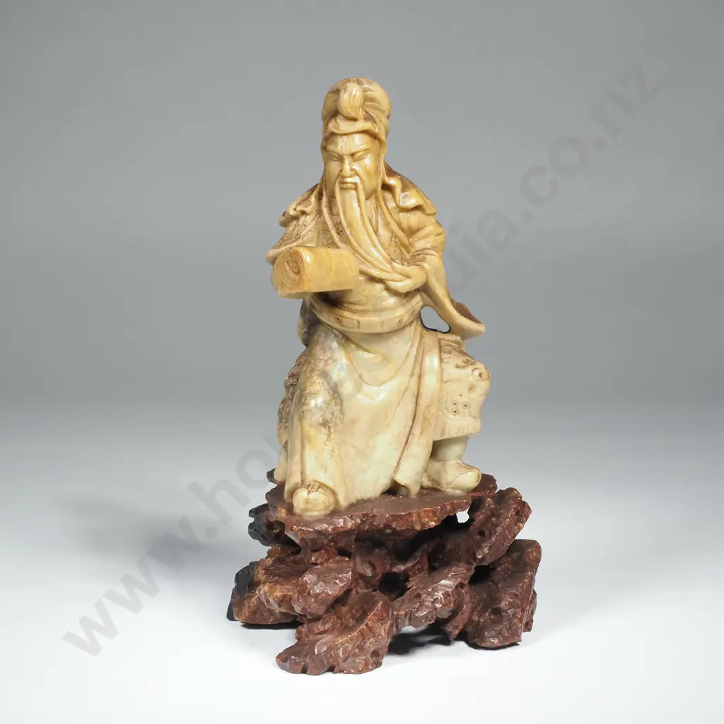 Vintage Chinese Soapstone Carving of Guandi Image 1++