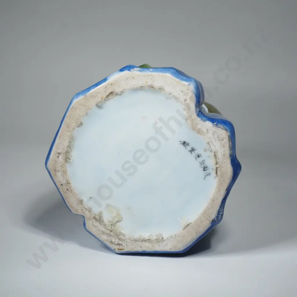 Antique Oriental Hand Painted Porcelain Figural Kerosene Lamp Base Image 1++