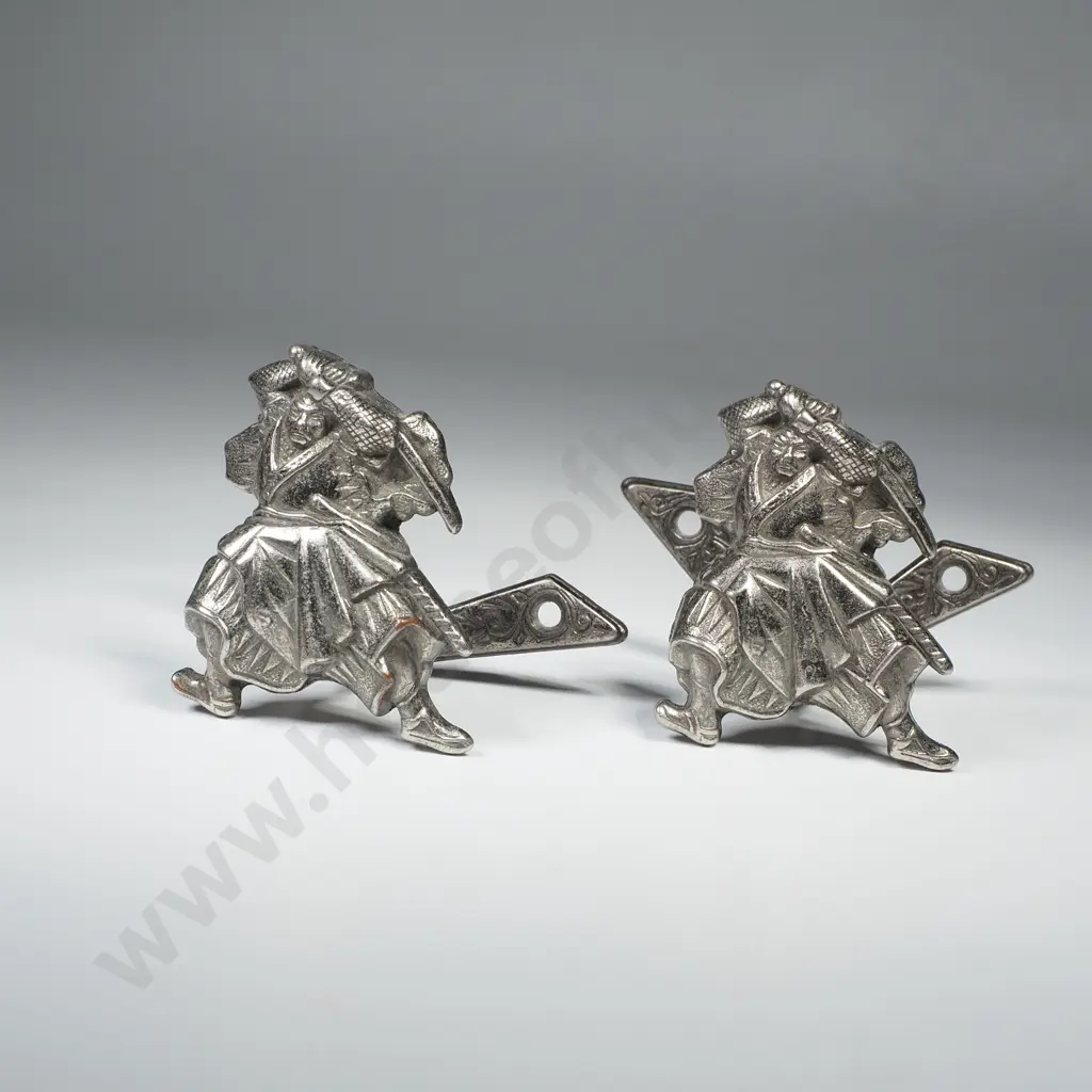 Pair of Vintage Samurai Coat Hooks / Draw Pulls  Image 1++