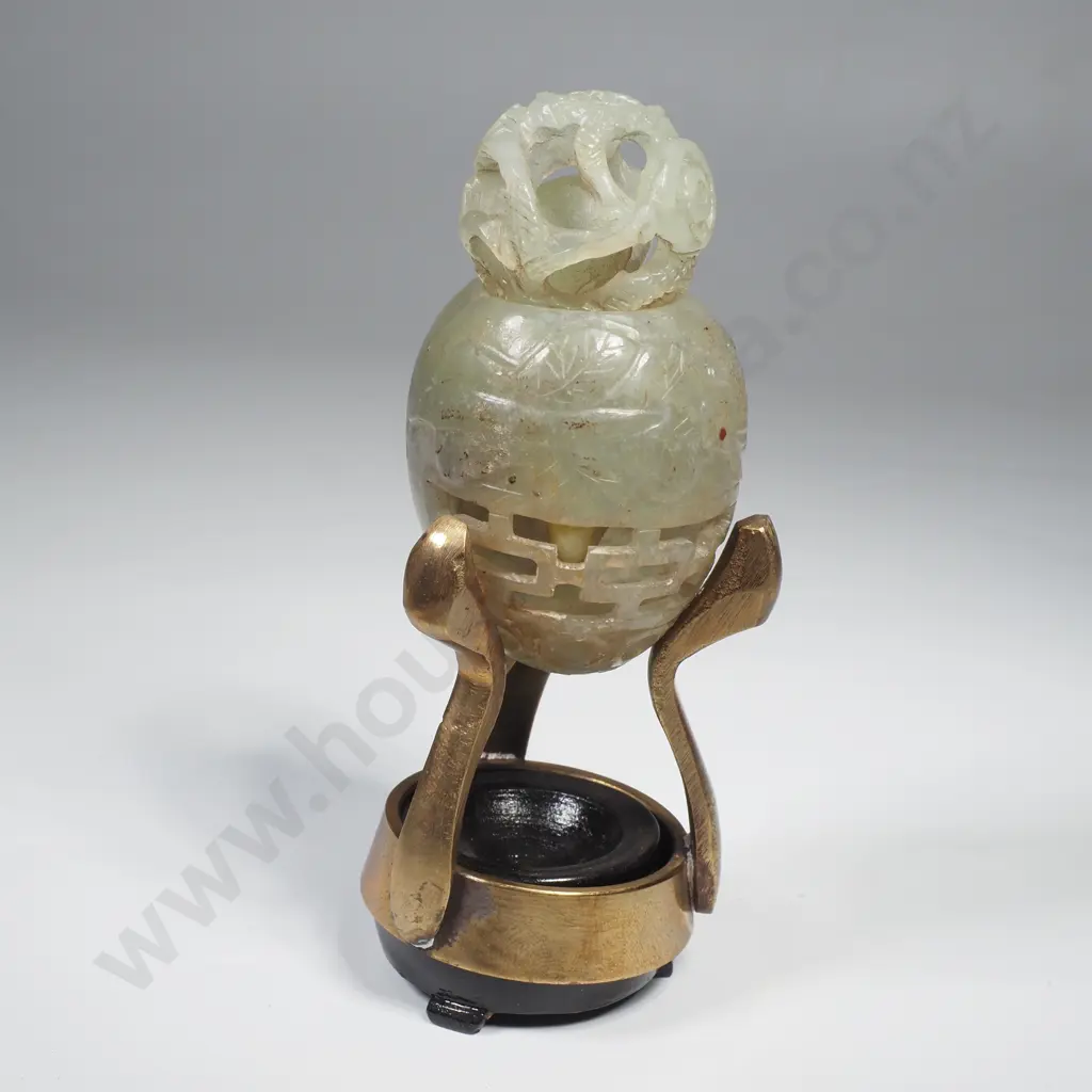 Vintage Chinese hardstone Egg & Magic Ball w Stands Image 1++