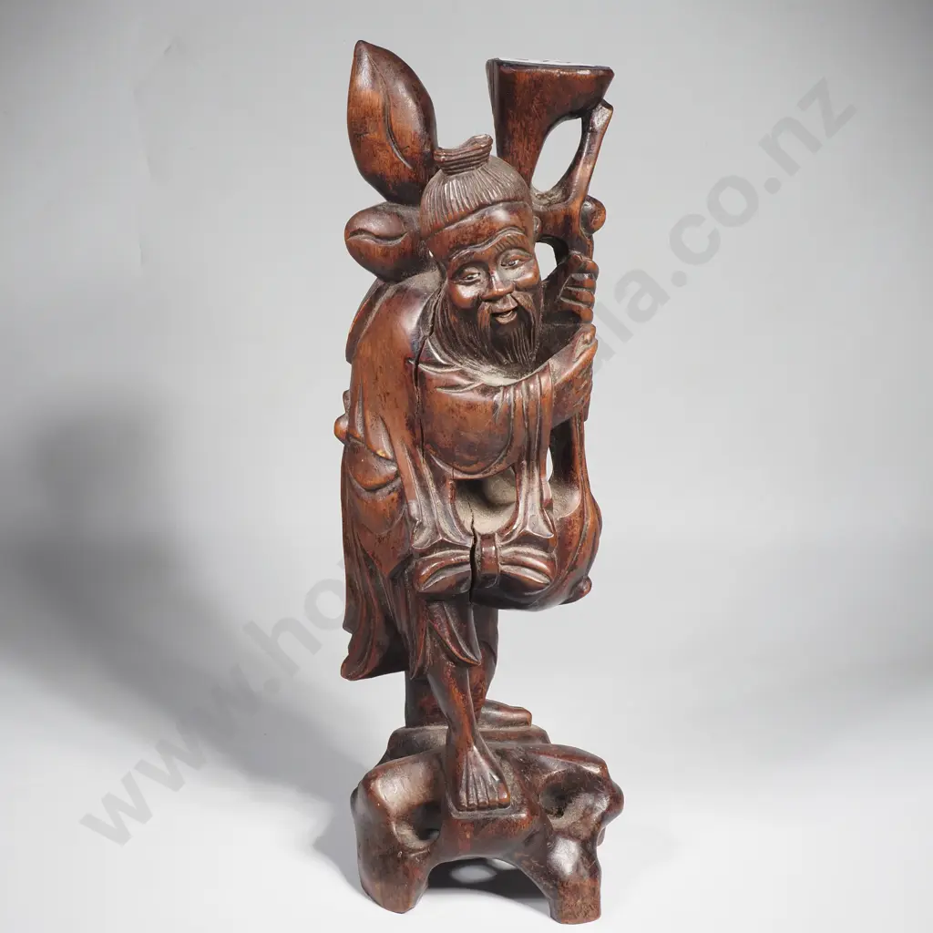 Vintage Chinese Wooden Carved Scholar Figure Image 1++