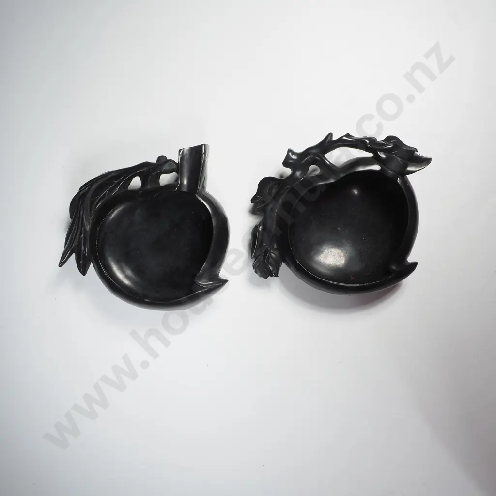2 x Black Soapstone Brush Washer /Ashtrays Image 1++